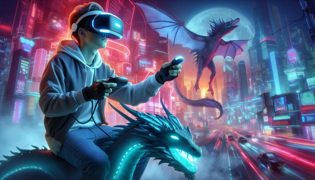 Futuristic VR Gaming Experience. Future of gaming. Concept ART.