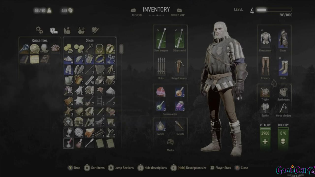 witcher 3 inventory