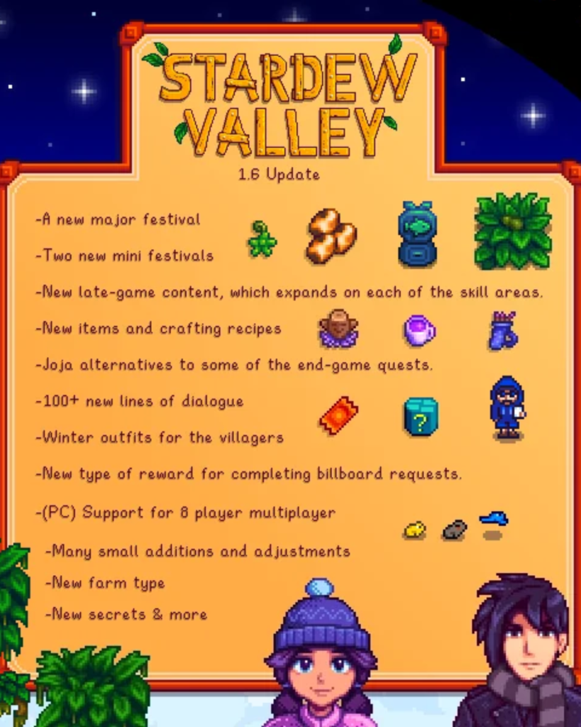 stardew valley 1.6 updates